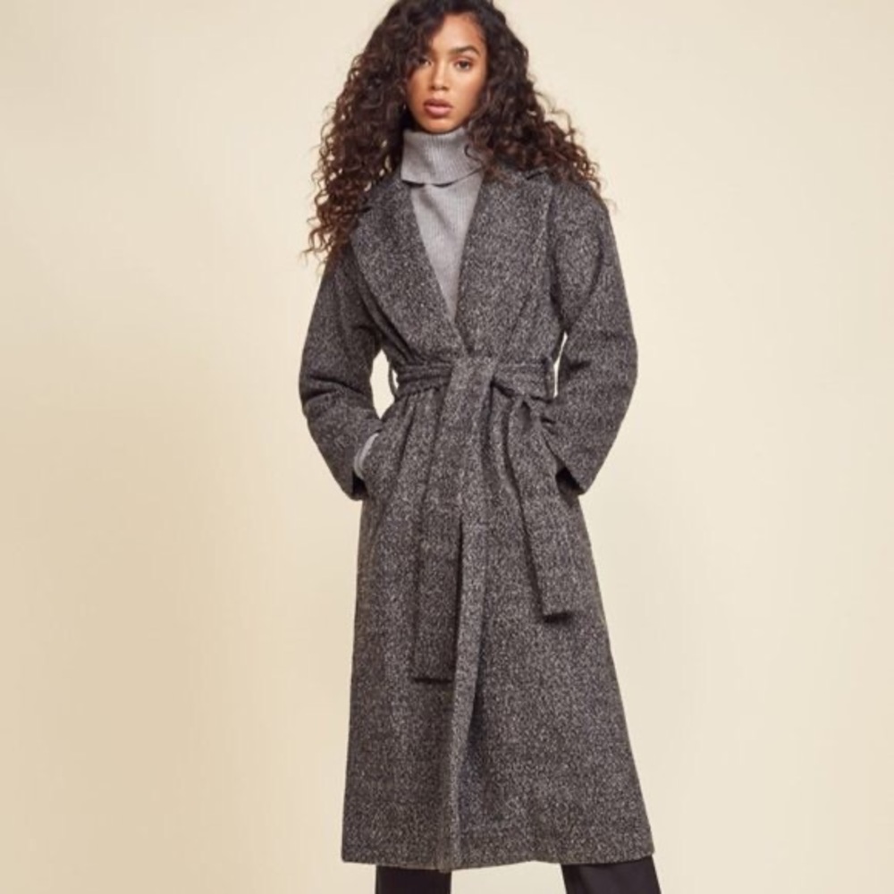 Reformation Gray Belted Coat